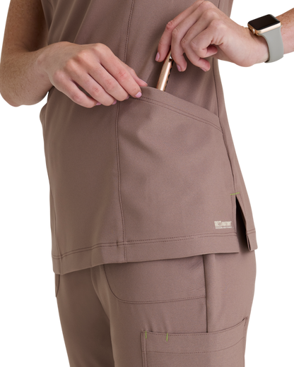 Haut à encolure en V, 2 poches pour femmes Grey's Anatomy Evolve #GSST298