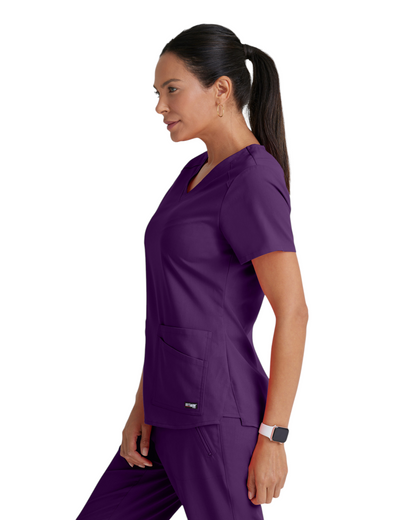 Grey's Anatomy Spandex Strech V-Neck Emma Top #GRST011X (2XL &+)