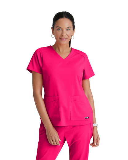 Grey's Anatomy Spandex Strech V-Neck Emma Top #GRST011X (2XL &+)