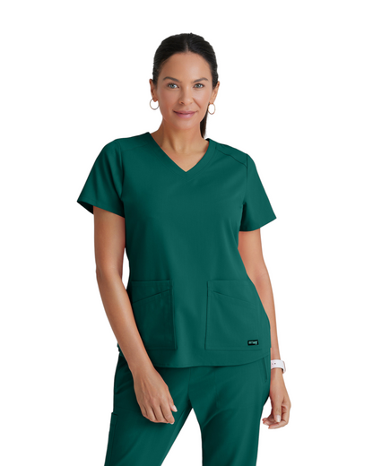 Grey's Anatomy Spandex Strech V-Neck Emma Top #GRST011X (2XL &+)