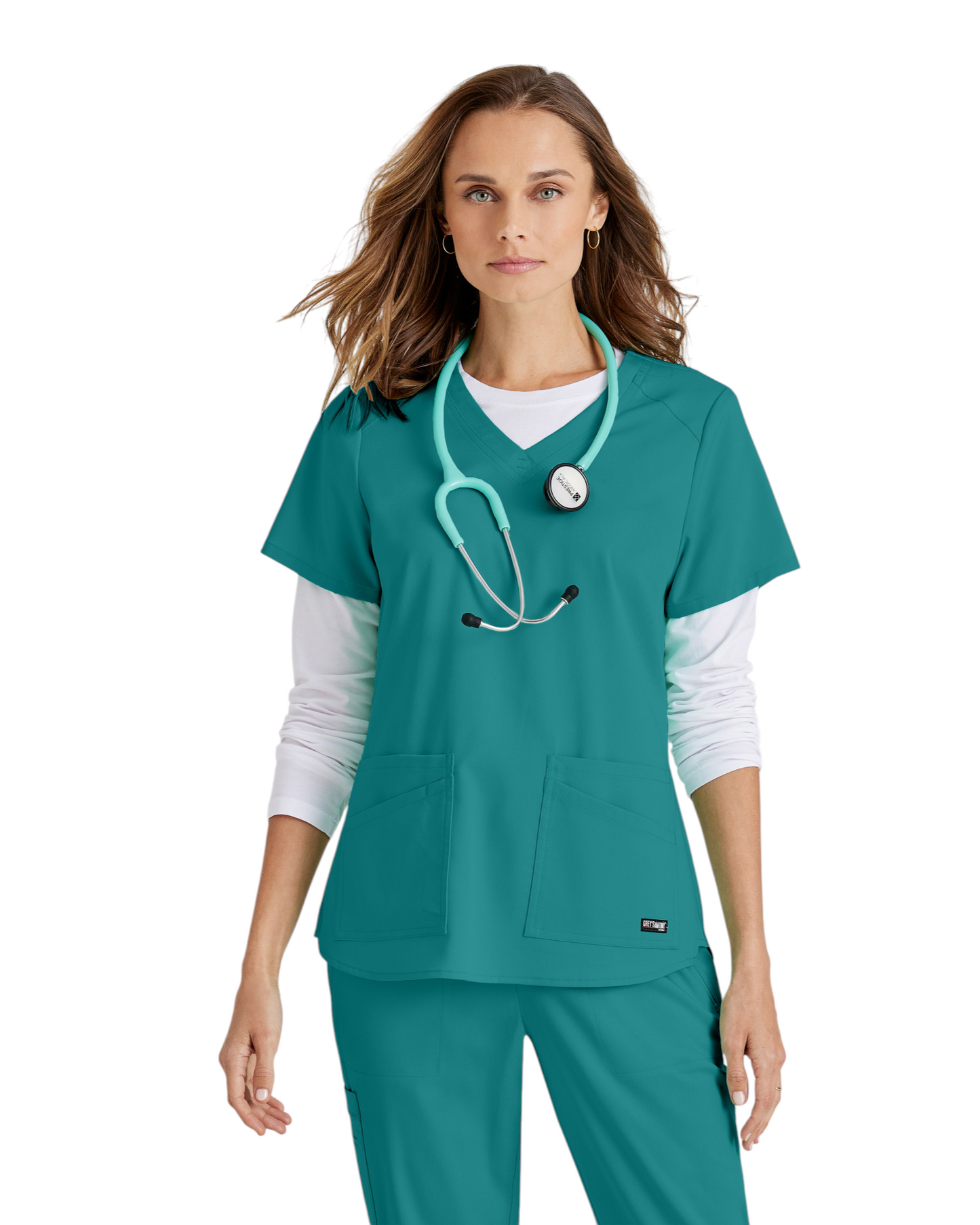 Grey's Anatomy Spandex Strech V-Neck Emma Top #GRST011X (2XL &+)