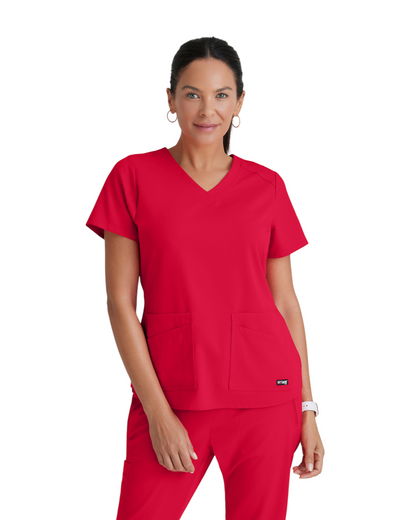 Grey's Anatomy Spandex Strech V-Neck Emma Top #GRST011X (2XL &+)
