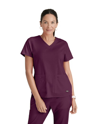 Grey's Anatomy Spandex Strech V-Neck Emma Top #GRST011X (2XL &+)