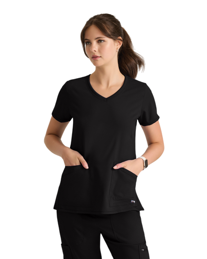 Serena V-neck top Grey's Anatomy Spandex Strech #GRST045X (2XL &+)