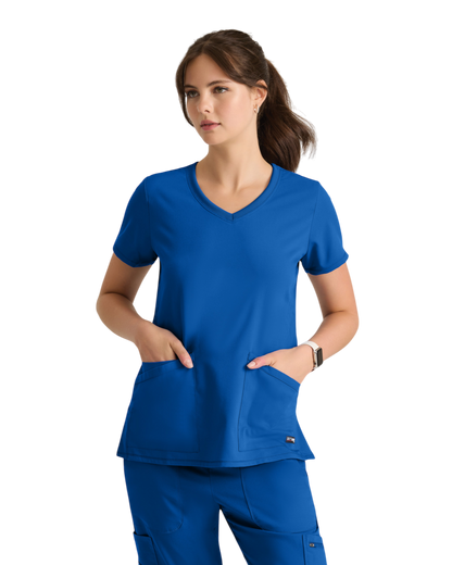Serena V-neck top Grey's Anatomy Spandex Strech #GRST045X (2XL &+)