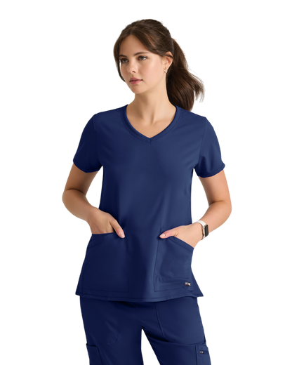 Serena V-neck top Grey's Anatomy Spandex Strech #GRST045X (2XL &+)