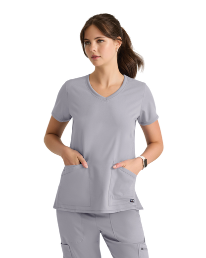 Serena V-neck top Grey's Anatomy Spandex Strech #GRST045X (2XL &+)