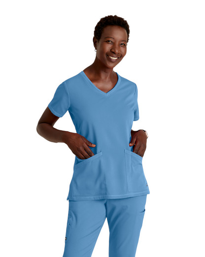 Serena V-neck top Grey's Anatomy Spandex Strech #GRST045X (2XL &+)