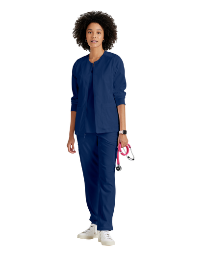 Women's antimicrobial warm-up scrub jacket Grey's Anatomy Spandex Stretch #GRSW873