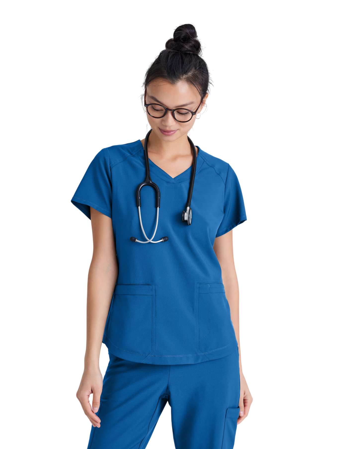 Haut à col en V et passepoil à deux poches Grey's Anatomy Evolve #GSST180