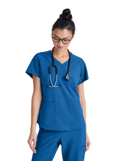 Haut à col en V et passepoil à deux poches Grey's Anatomy Evolve #GSST180