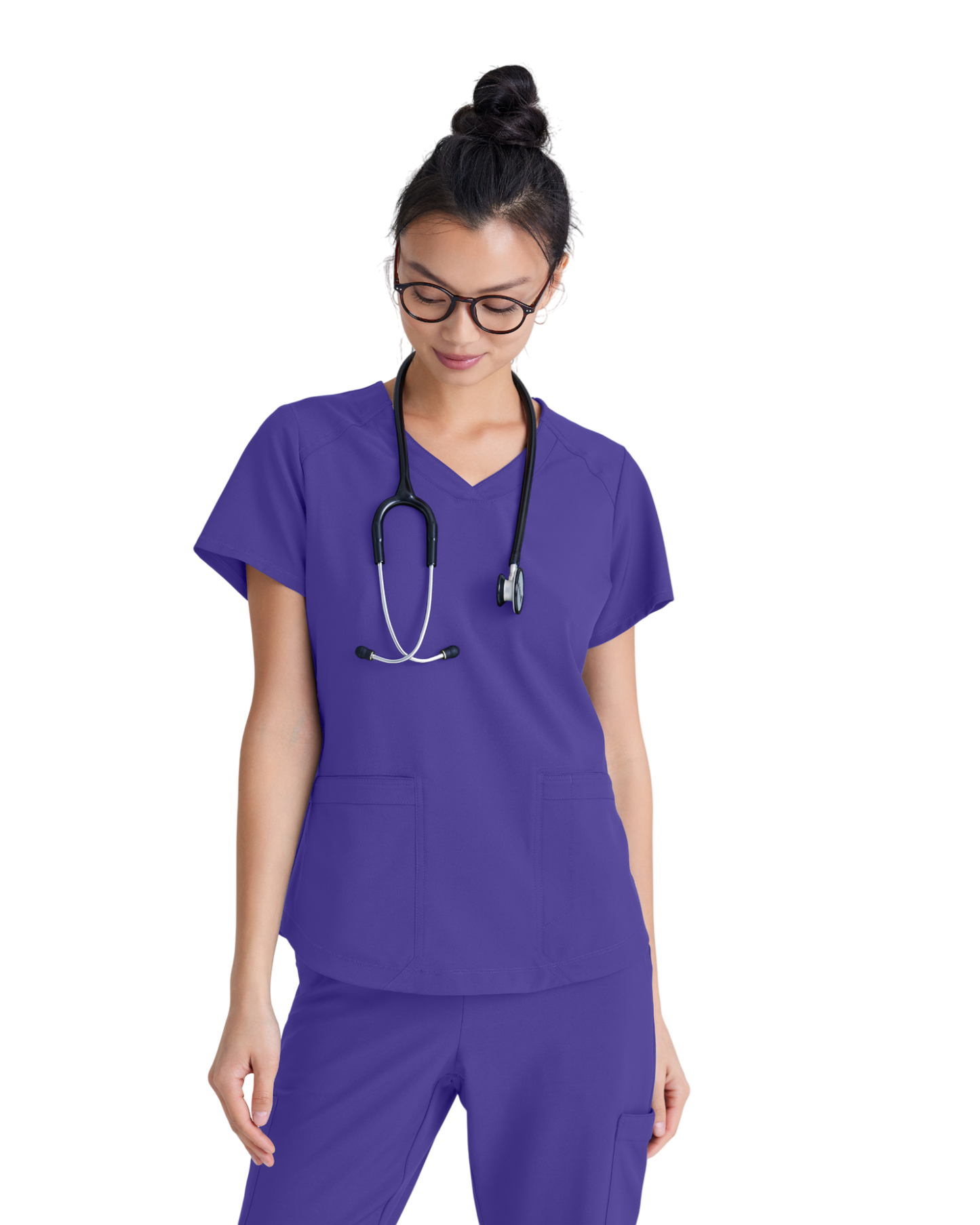 Haut à col en V et passepoil à deux poches Grey's Anatomy Evolve #GSST180