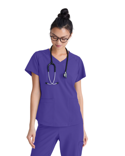 Haut à col en V et passepoil à deux poches Grey's Anatomy Evolve #GSST180