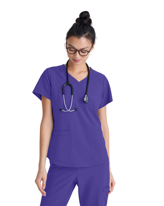 Haut à col en V et passepoil à deux poches Grey's Anatomy Evolve #GSST180