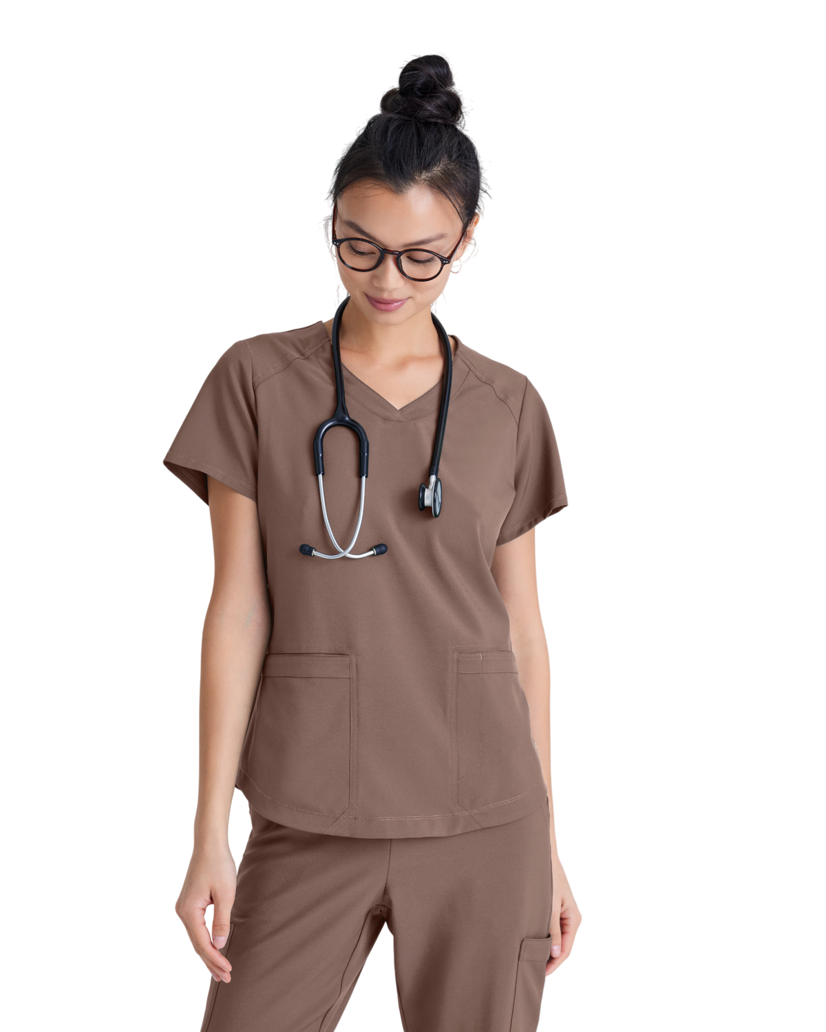 Haut à col en V et passepoil à deux poches Grey's Anatomy Evolve #GSST180X (2XL&+)