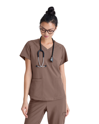 Haut à col en V et passepoil à deux poches Grey's Anatomy Evolve #GSST180X (2XL&+)