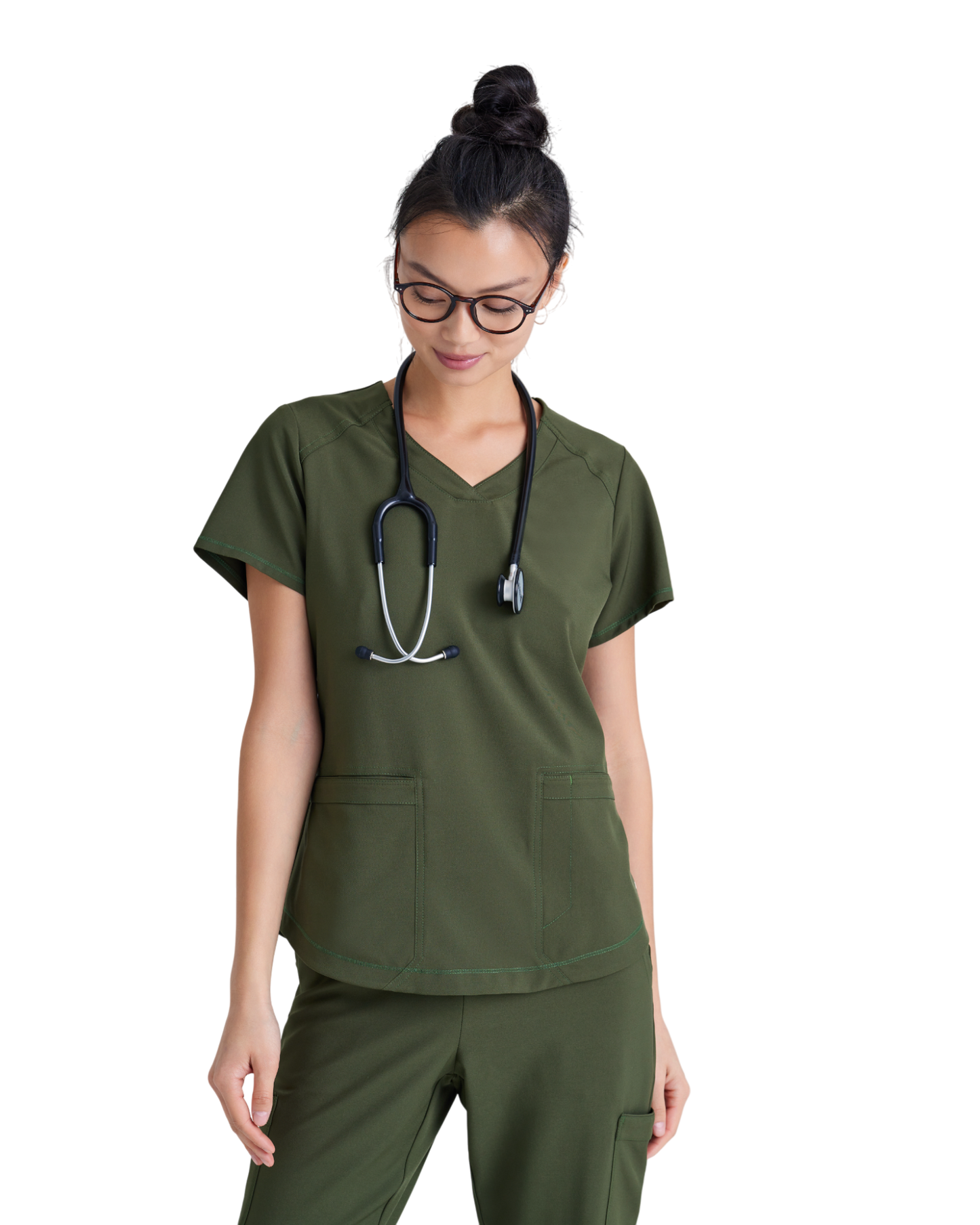 Haut à col en V et passepoil à deux poches Grey's Anatomy Evolve #GSST180