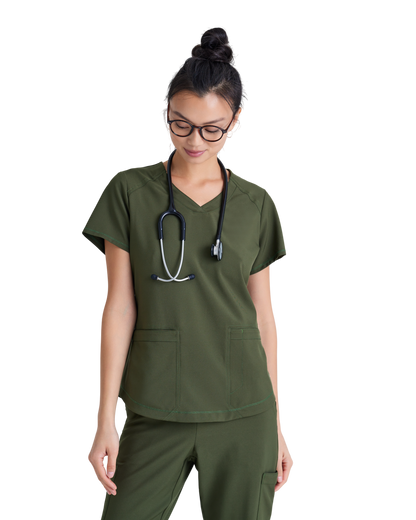 Haut à col en V et passepoil à deux poches Grey's Anatomy Evolve #GSST180