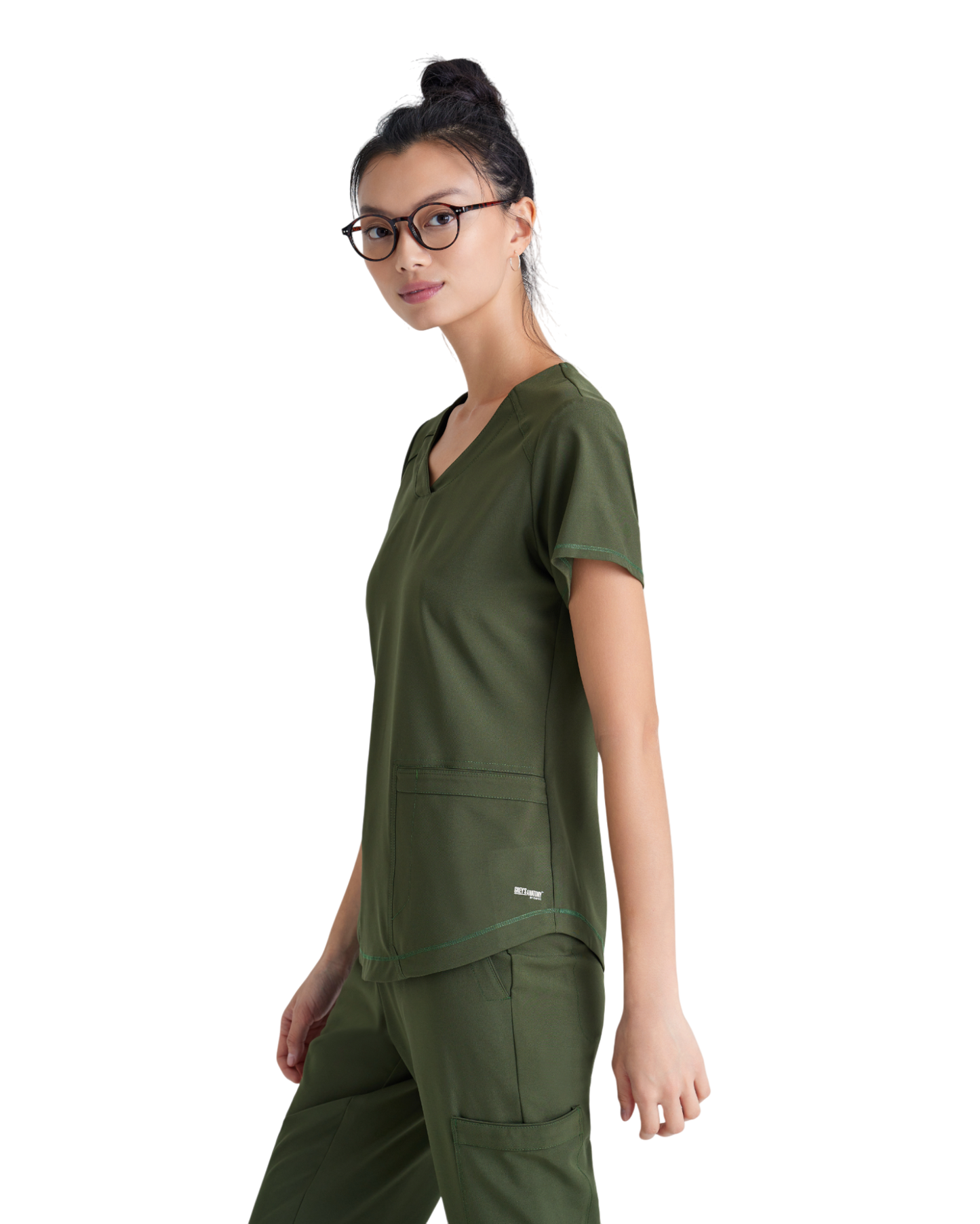 Haut à col en V et passepoil à deux poches Grey's Anatomy Evolve #GSST180