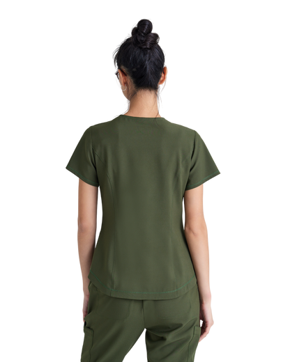 Haut à col en V et passepoil à deux poches Grey's Anatomy Evolve #GSST180