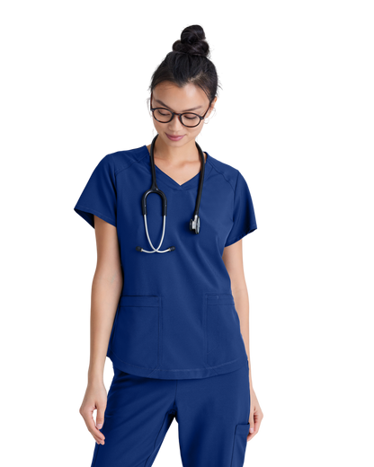 Haut à col en V et passepoil à deux poches Grey's Anatomy Evolve #GSST180