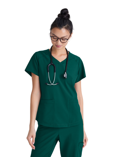 Haut à col en V et passepoil à deux poches Grey's Anatomy Evolve #GSST180