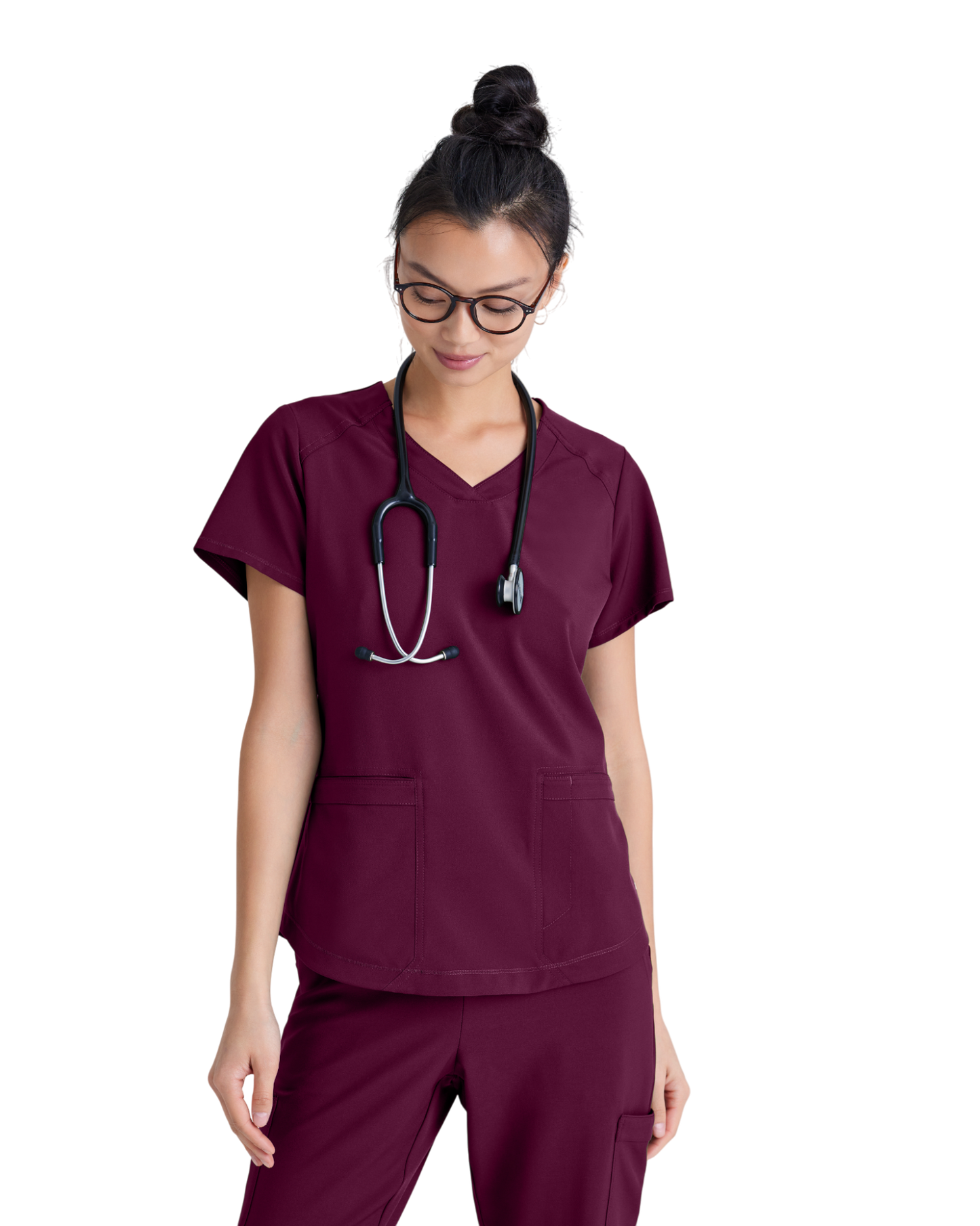 Haut à col en V et passepoil à deux poches Grey's Anatomy Evolve #GSST180