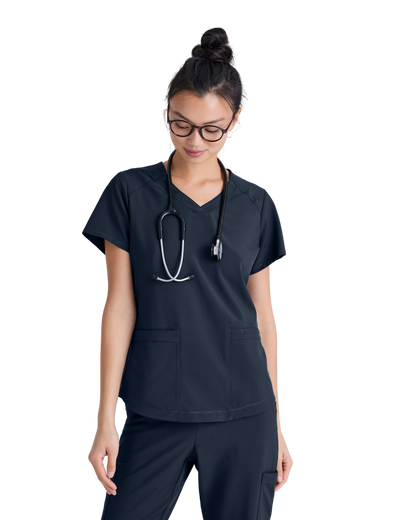 Haut à col en V et passepoil à deux poches Grey's Anatomy Evolve #GSST180