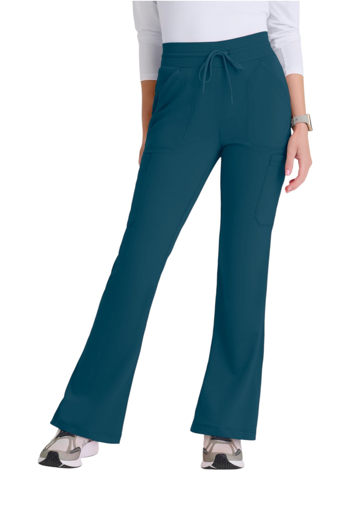 Grey's Anatomy Spandex Stretch Women's 7 Pocket Knit Waistband Fit & Flare Pant #GRSP722 (2XL&+)