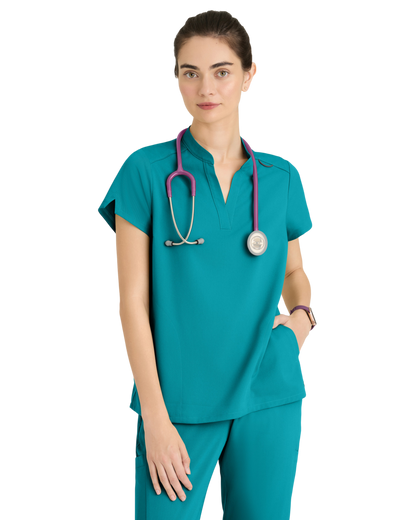 Haut à col montant et 2 poches pour femmes en spandex extensible Grey's Anatomy #GRST230