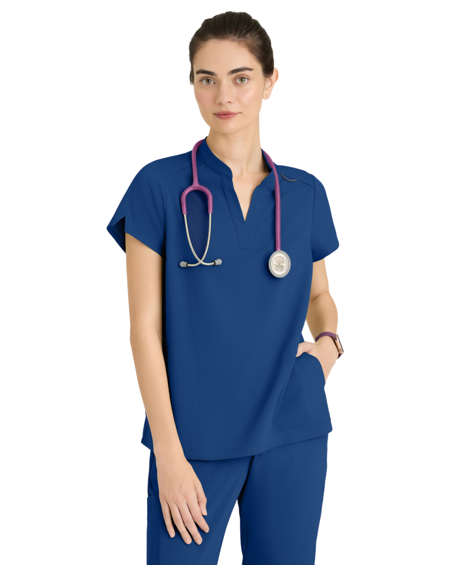 Haut à col montant et 2 poches pour femmes en spandex extensible Grey's Anatomy #GRST230