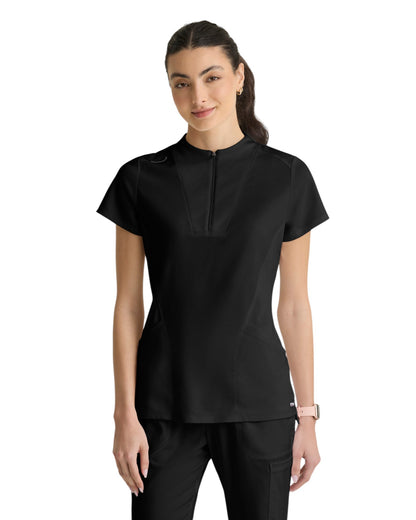 Grey's Anatomy Spandex Stretch Women's 2 Pocket Knit Micro-Funnel Top #GRST292X (2XL&+)