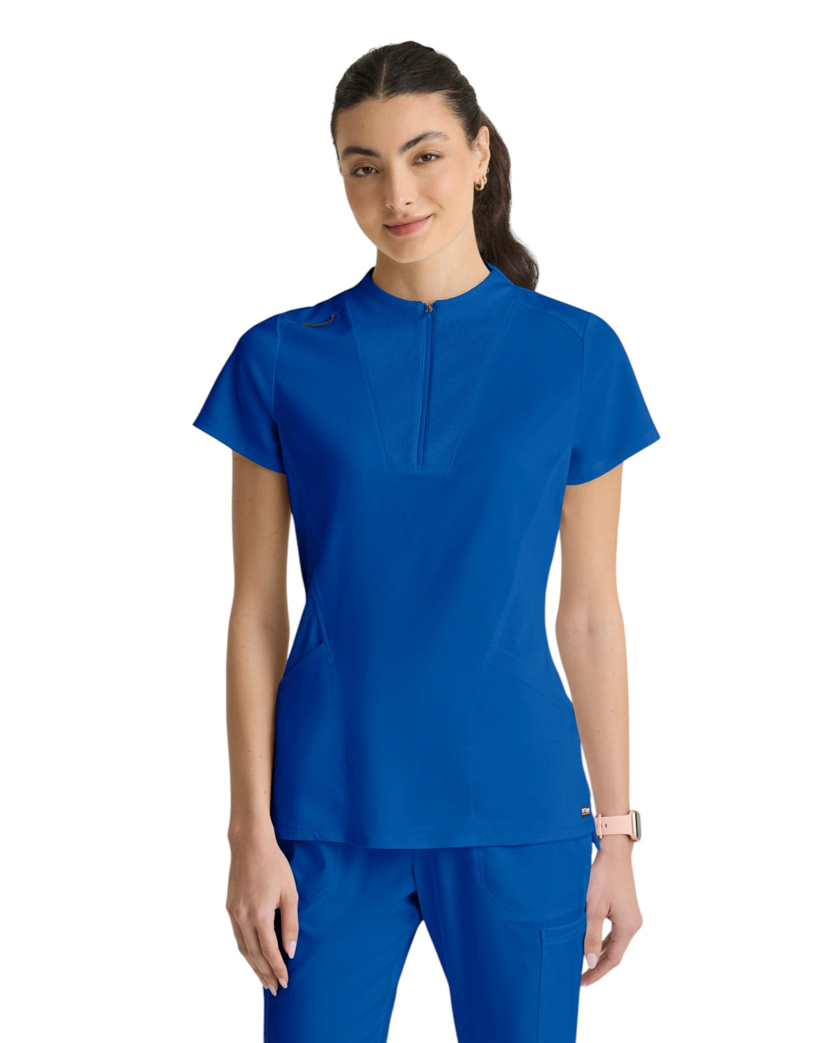 Grey's Anatomy Spandex Stretch Women's 2 Pocket Knit Micro-Funnel Top #GRST292X (2XL&+)