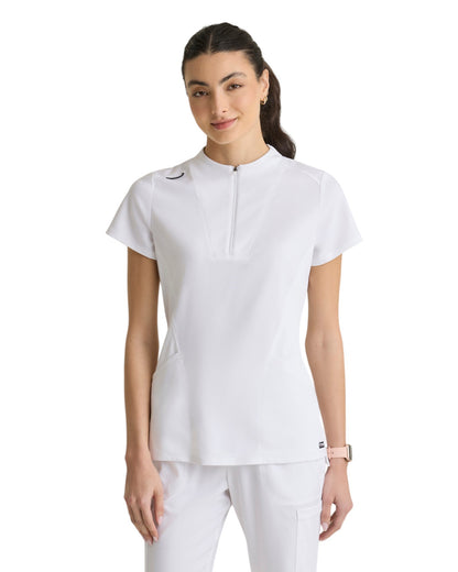 Grey's Anatomy Spandex Stretch Women's 2 Pocket Knit Micro-Funnel Top #GRST292X (2XL&+)