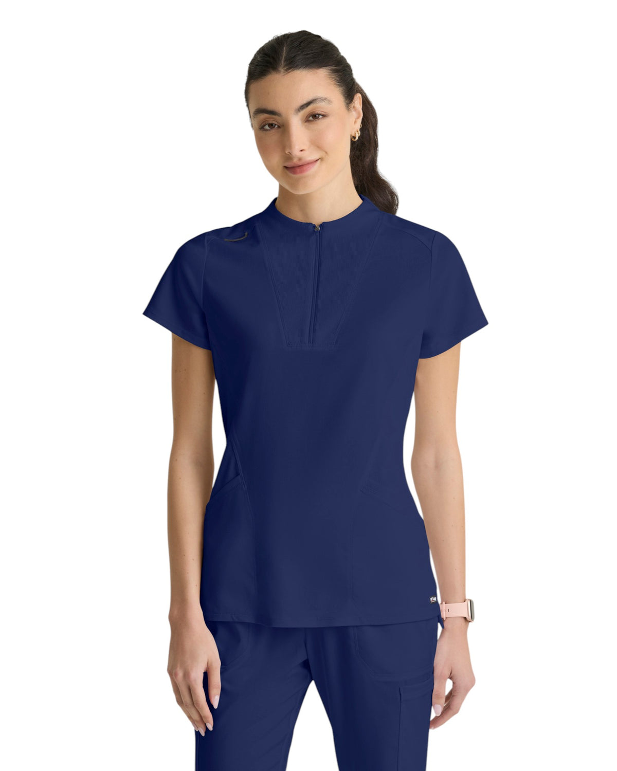 Grey's Anatomy Spandex Stretch Women's 2 Pocket Knit Micro-Funnel Top #GRST292X (2XL&+)