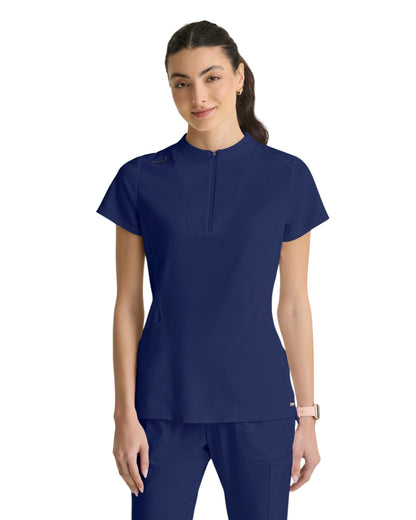 Grey's Anatomy Spandex Stretch Women's 2 Pocket Knit Micro-Funnel Top #GRST292X (2XL&+)