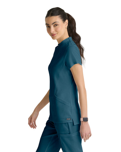 Grey's Anatomy Spandex Stretch Women's 2 Pocket Knit Micro-Funnel Top #GRST292X (2XL&+)