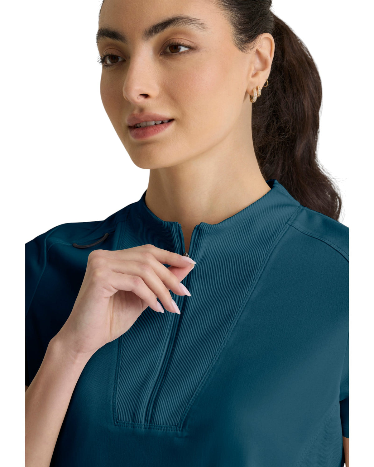 Grey's Anatomy Spandex Stretch Women's 2 Pocket Knit Micro-Funnel Top #GRST292X (2XL&+)