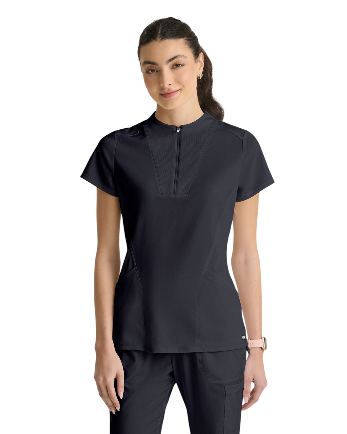 Grey's Anatomy Spandex Stretch Women's 2 Pocket Knit Micro-Funnel Top #GRST292X (2XL&+)