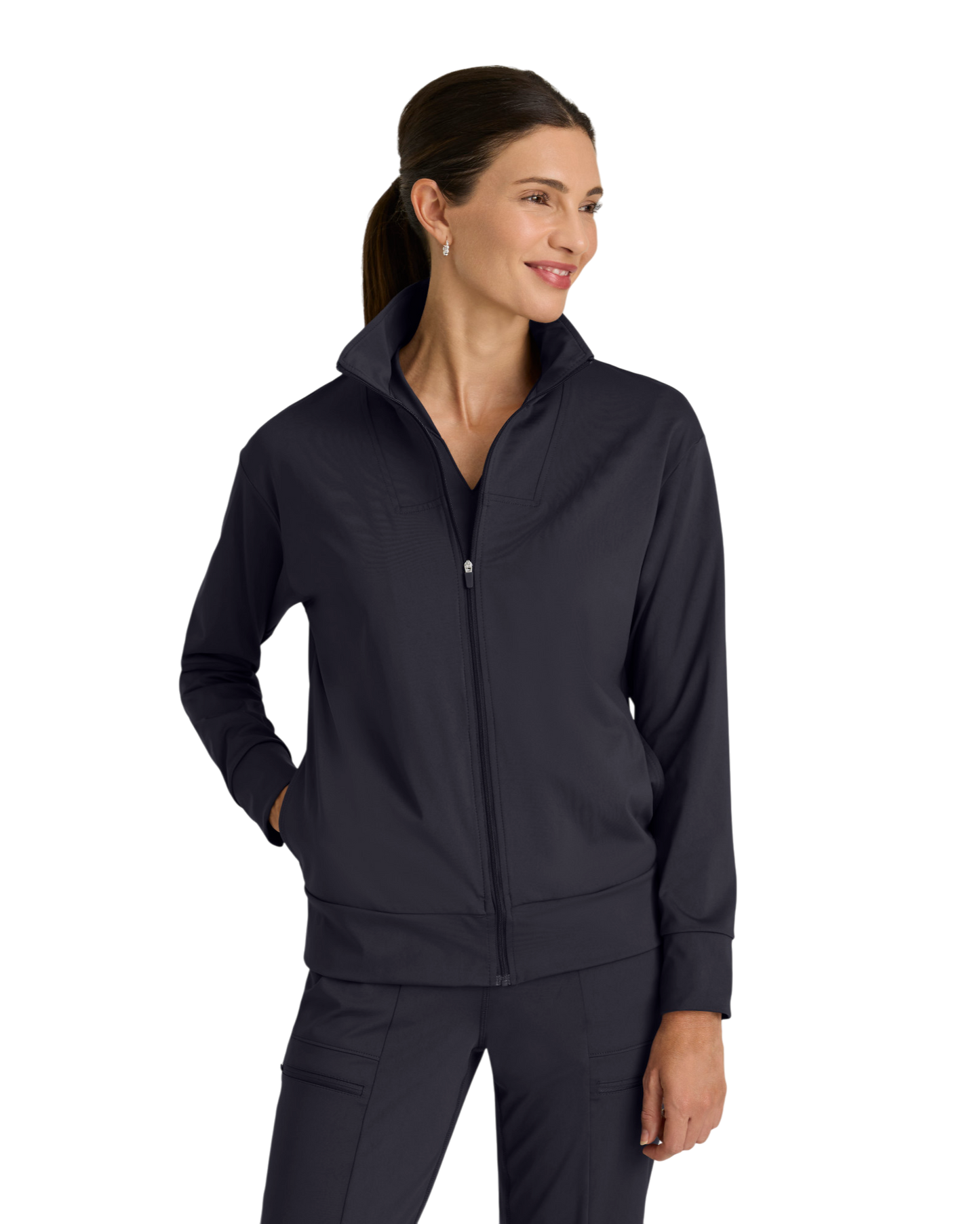 Grey's Anatomy knit Stretch women's ease 4-pocket drop-shoulder warm-up jacket #GRSW923