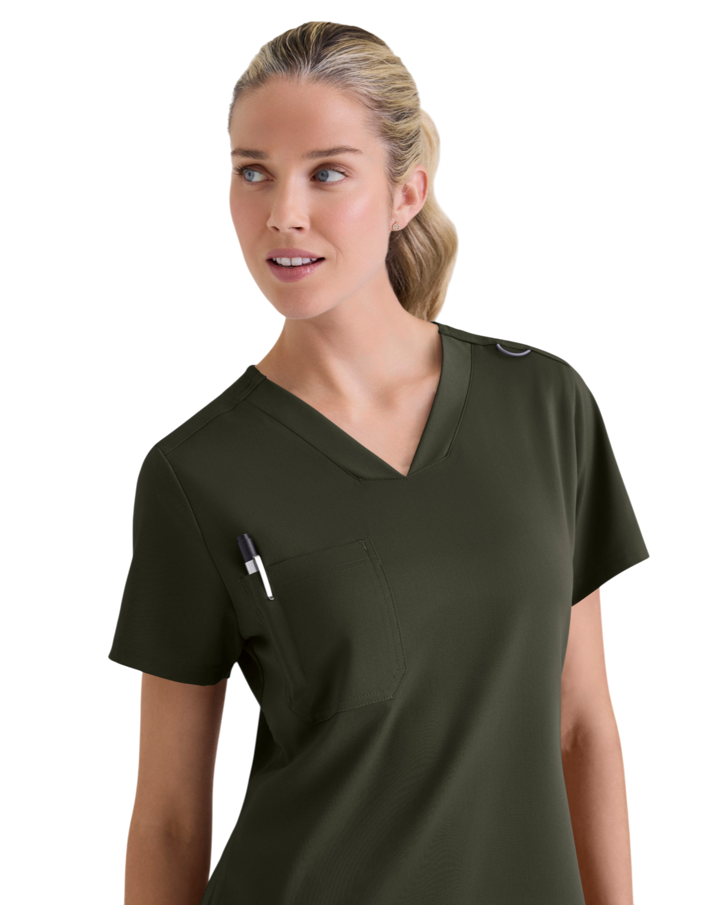 Haut médical en spandex extensible à encolure en V  Grey's Anatomy #GVST028