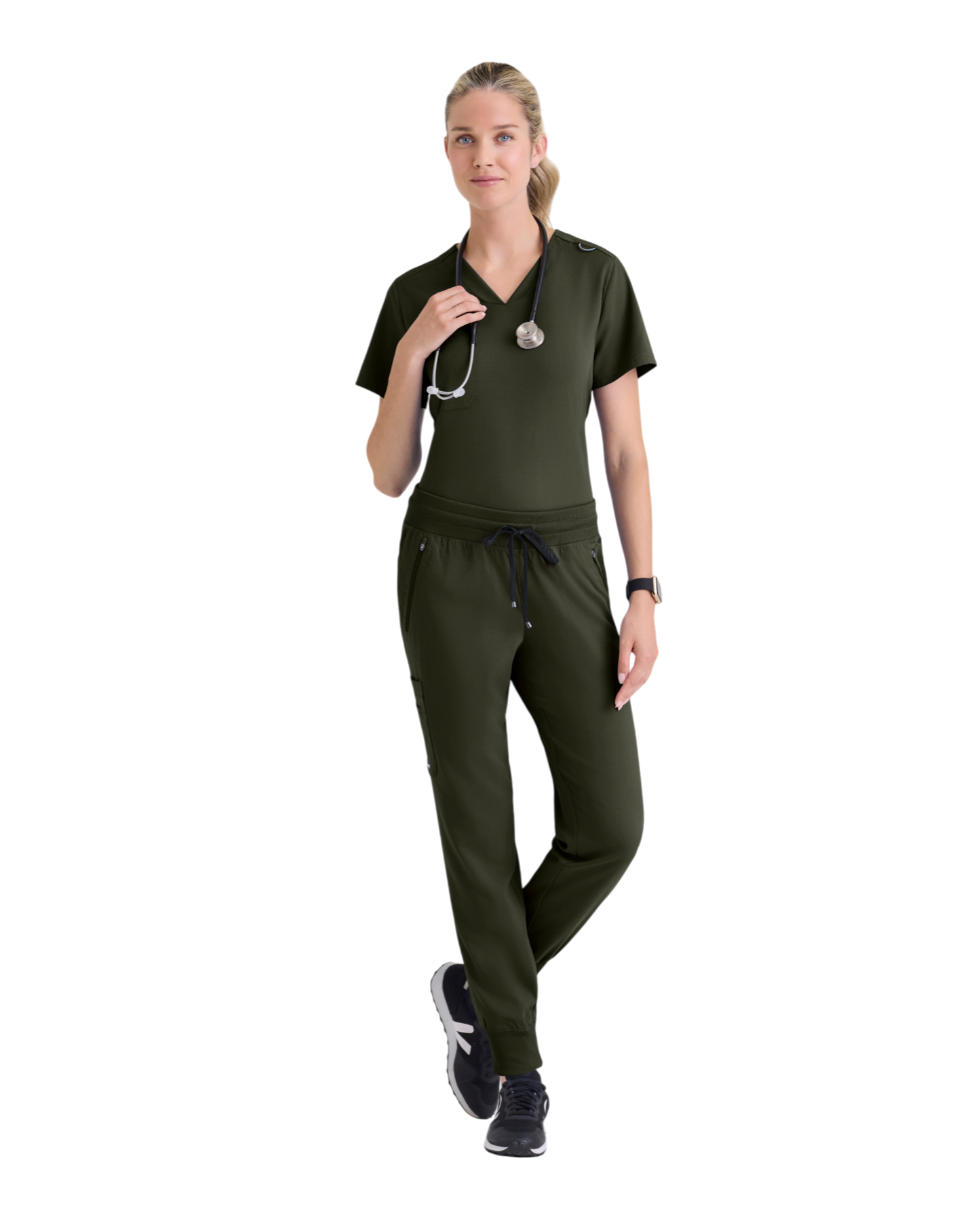 Haut médical en spandex extensible à encolure en V  Grey's Anatomy #GVST028