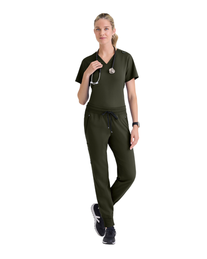 Haut médical en spandex extensible à encolure en V  Grey's Anatomy #GVST028