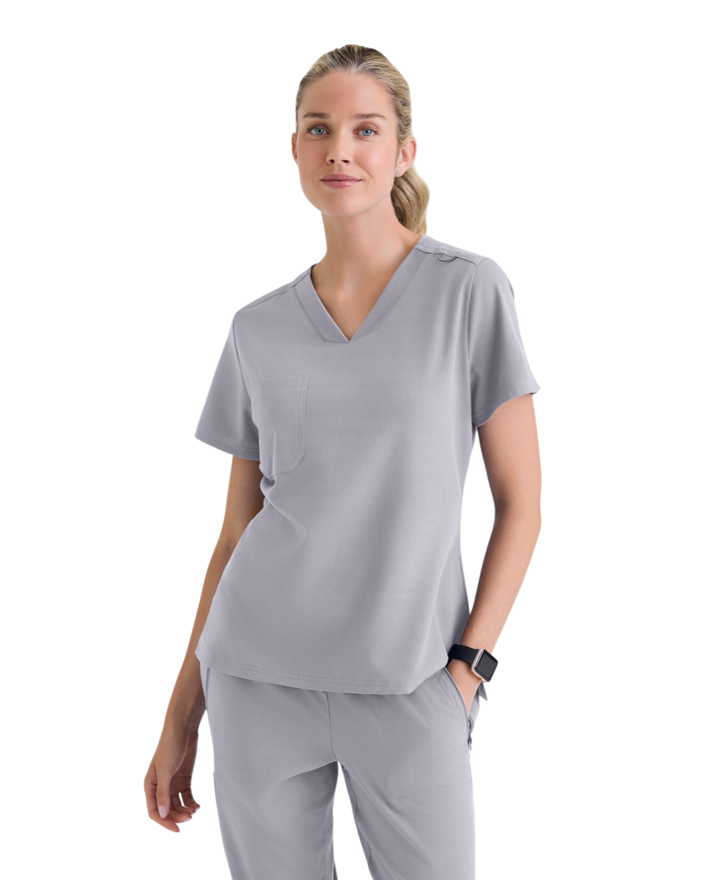 Haut médical en spandex extensible à encolure en V  Grey's Anatomy #GVST028