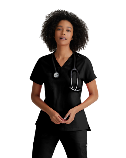 Haut médical en spandex extensible à encolure en V  Grey's Anatomy #GVST028