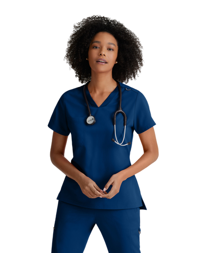 Haut médical en spandex extensible à encolure en V  Grey's Anatomy #GVST028