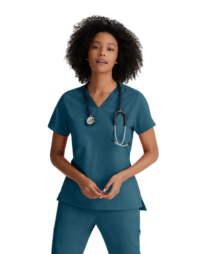 Haut médical en spandex extensible à encolure en V  Grey's Anatomy #GVST028