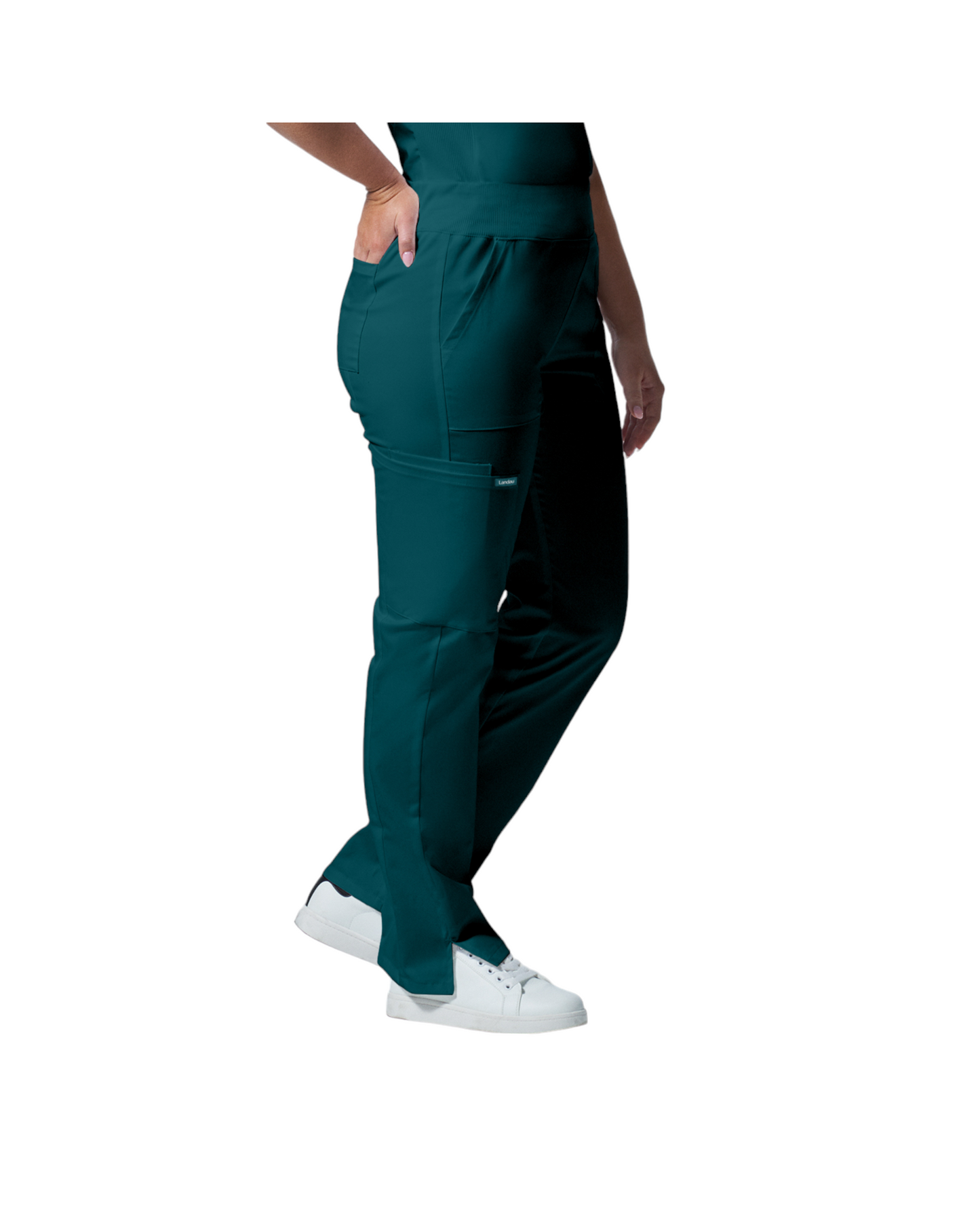 Pantalons  6 poches pour femmes Landau Proflex #LB405 couleur  Pantalons  6 poches pour femmes Landau Proflex #LB405 vue de côté couleur Caraïbes  