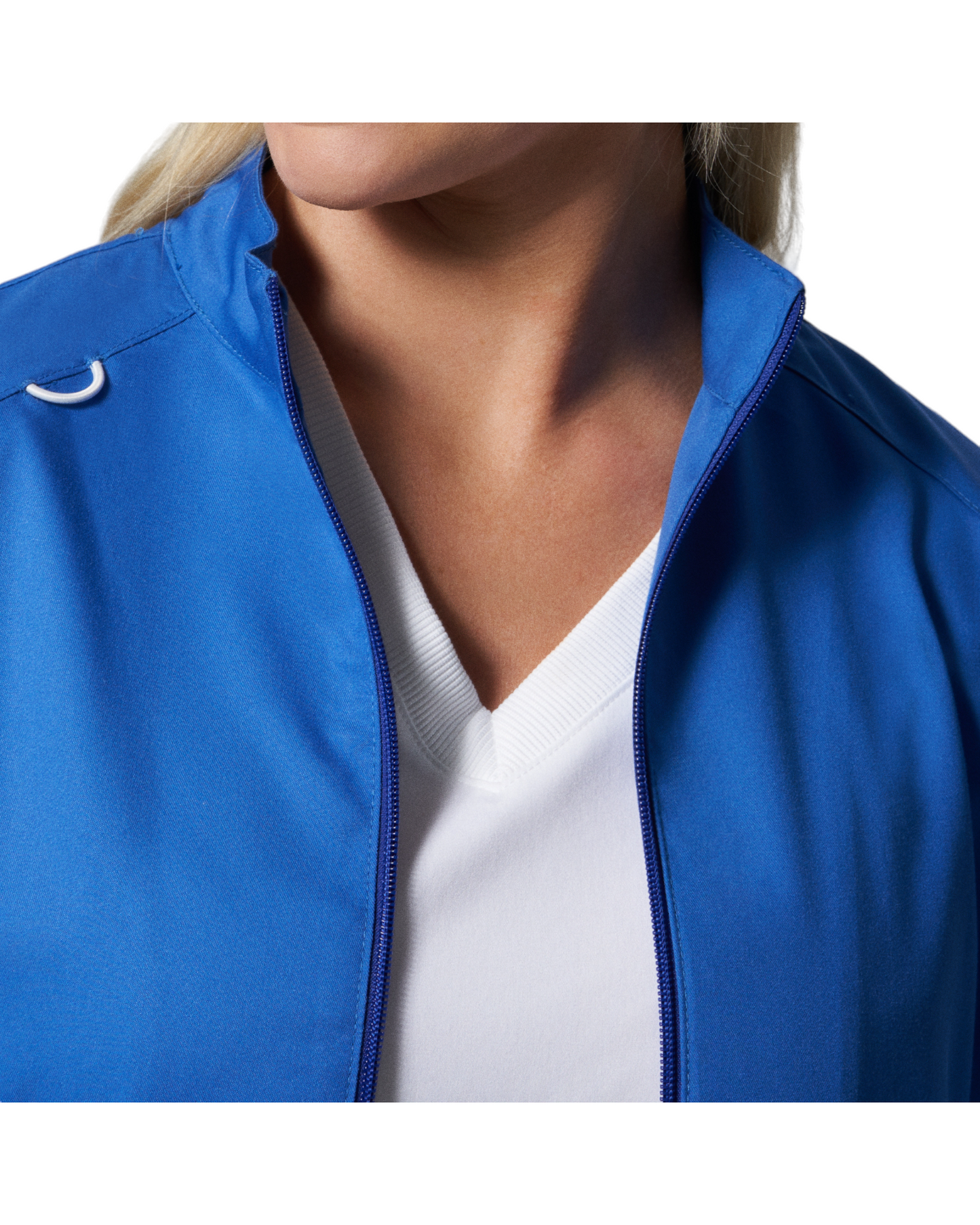 Vue du col de la veste de survêtement pour femmes Landau Proflex #LJ701-OS.