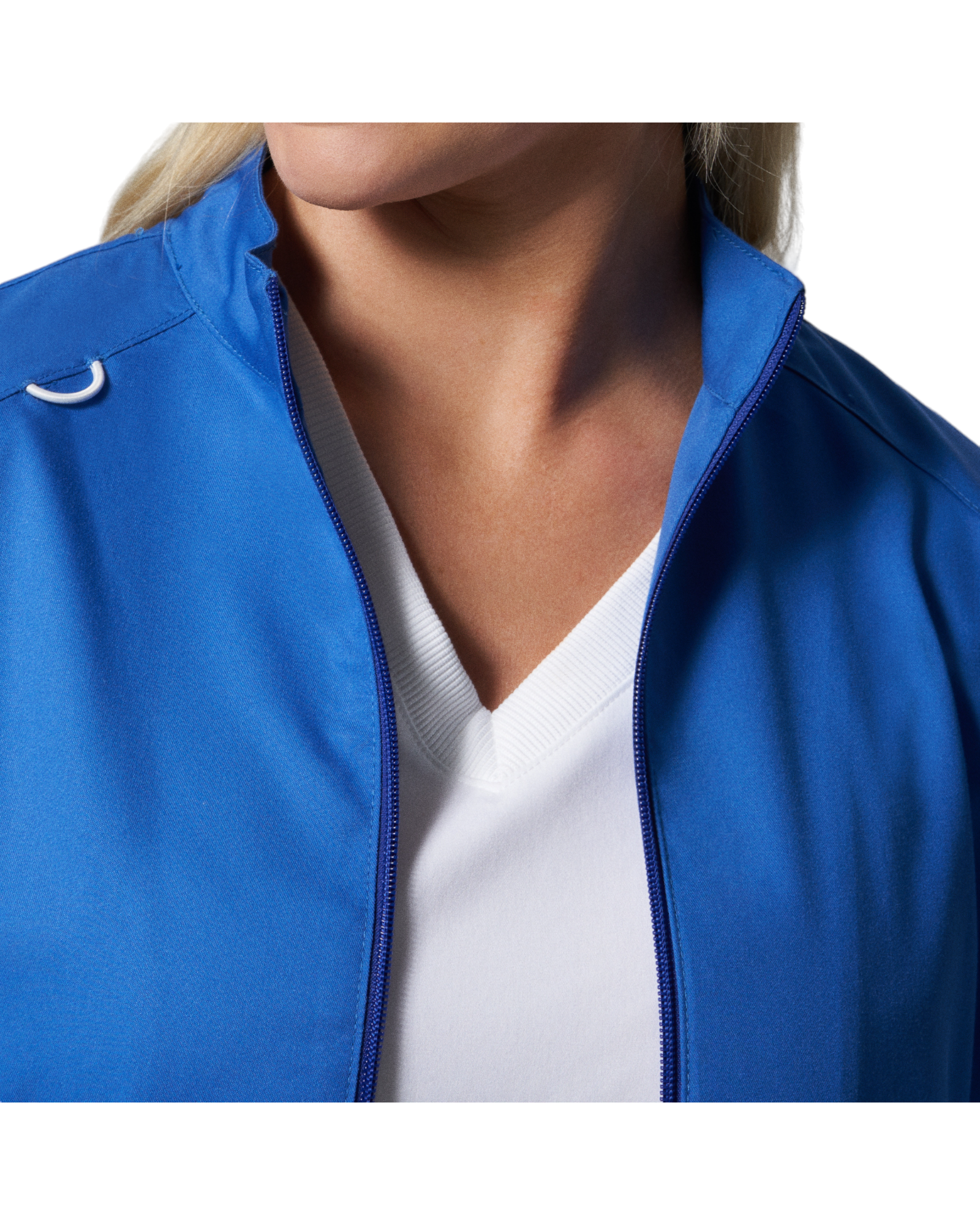 Vue du col de la veste de survêtement pour femmes Landau Proflex #LJ701-OS.